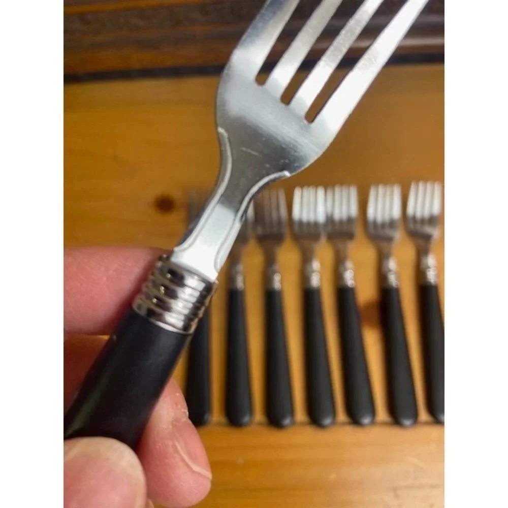 40pc Stainless Steel Flatware Set Basic Black Service for 8 Spoons Forks Knives